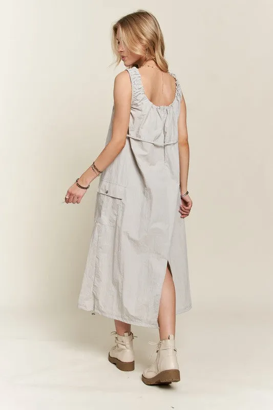 ADORA Gray Back Slit Cargo Dress