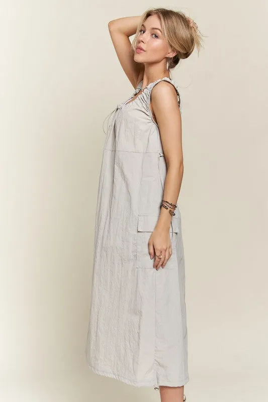 ADORA Gray Back Slit Cargo Dress