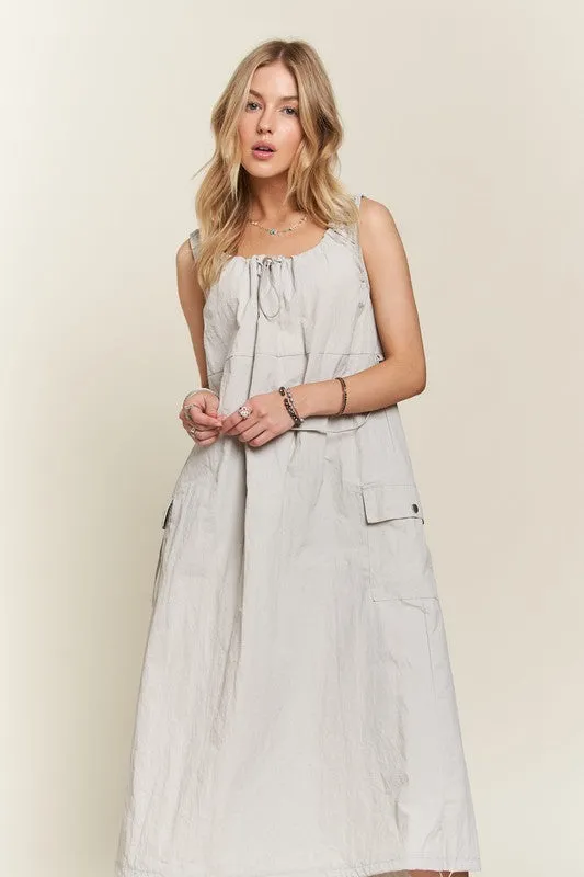 ADORA Gray Back Slit Cargo Dress