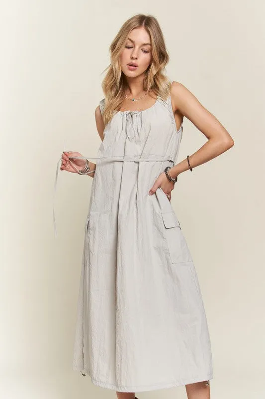 ADORA Gray Back Slit Cargo Dress