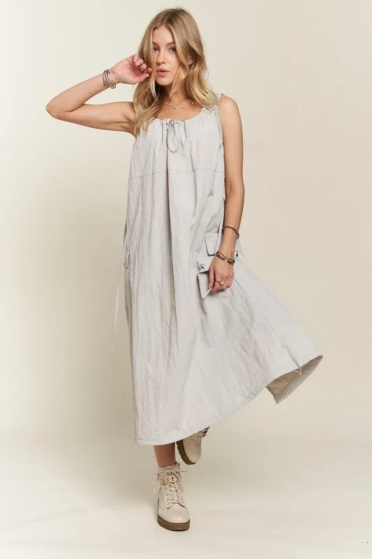 ADORA Gray Back Slit Cargo Dress