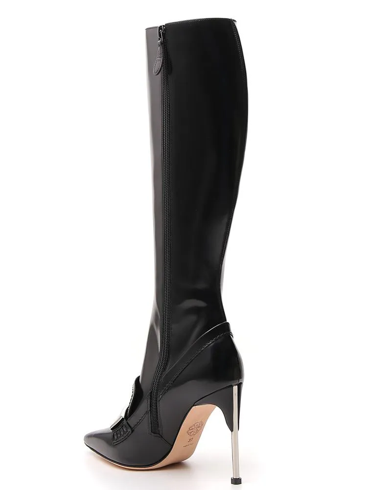 Alexander McQueen Moccasin Style Stiletto Heel Boots
