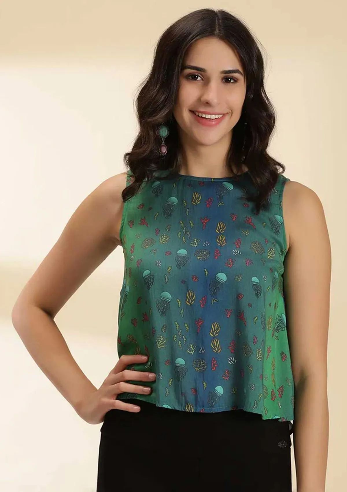 Amphitrite - Printed Halter Neck Top