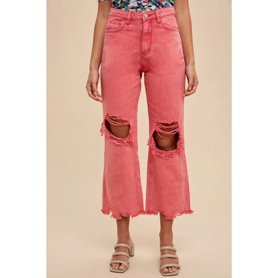 Annie Wear Distressed Raw Hem Jeans