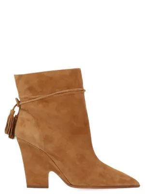 Aquazzura Pointed Toe Tassel Ankle Boots