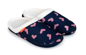 ARCHLINE Orthotic Slippers Slip On Scuffs Pain Relief Moccasins - Navy with Hearts - EUR 36 (Womens US 5)
