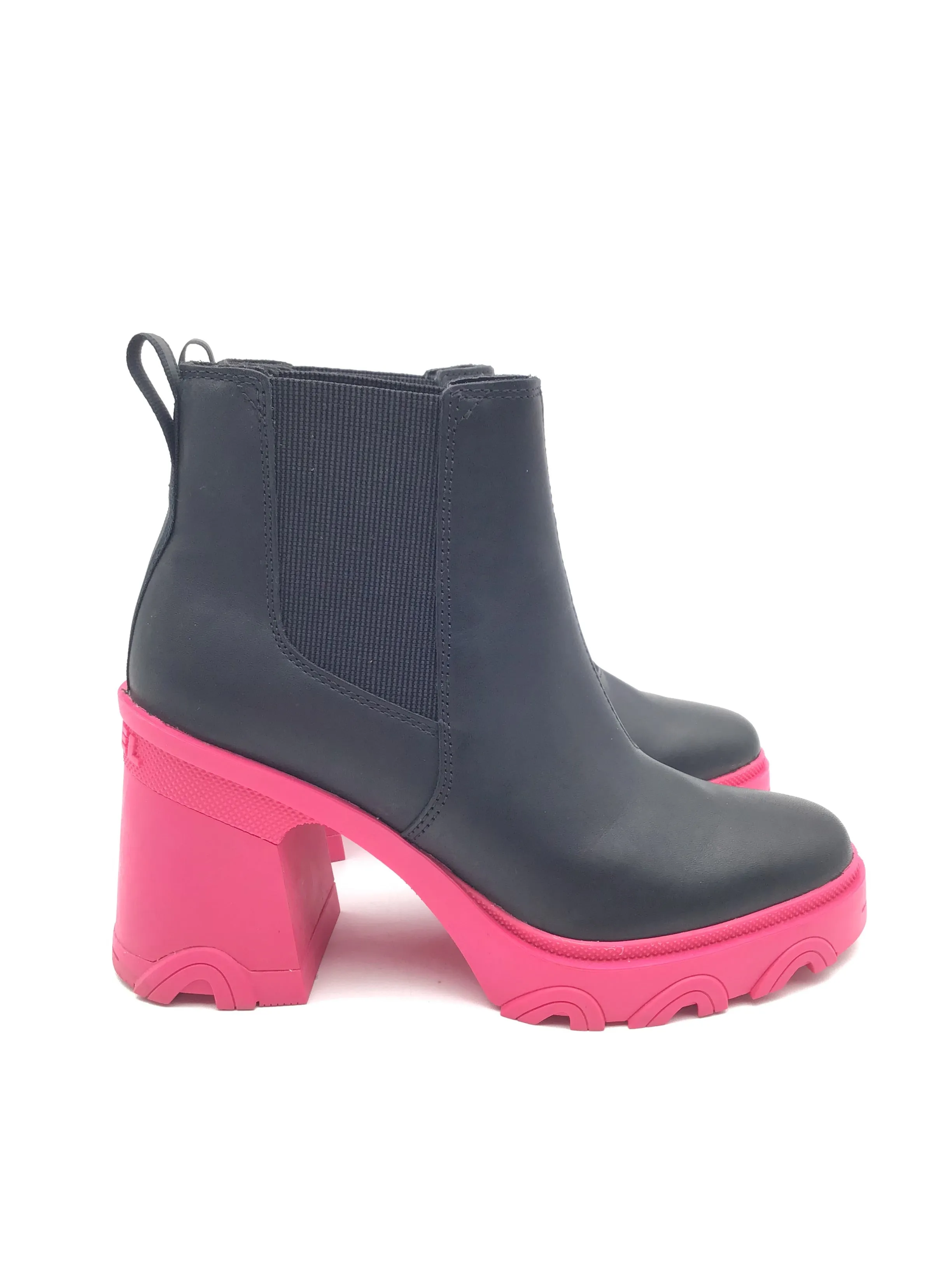 Boots Designer By Sorel In Black & Pink, Size: 9