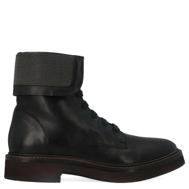 Brunello Cucinelli Lace-Up Combat Boots