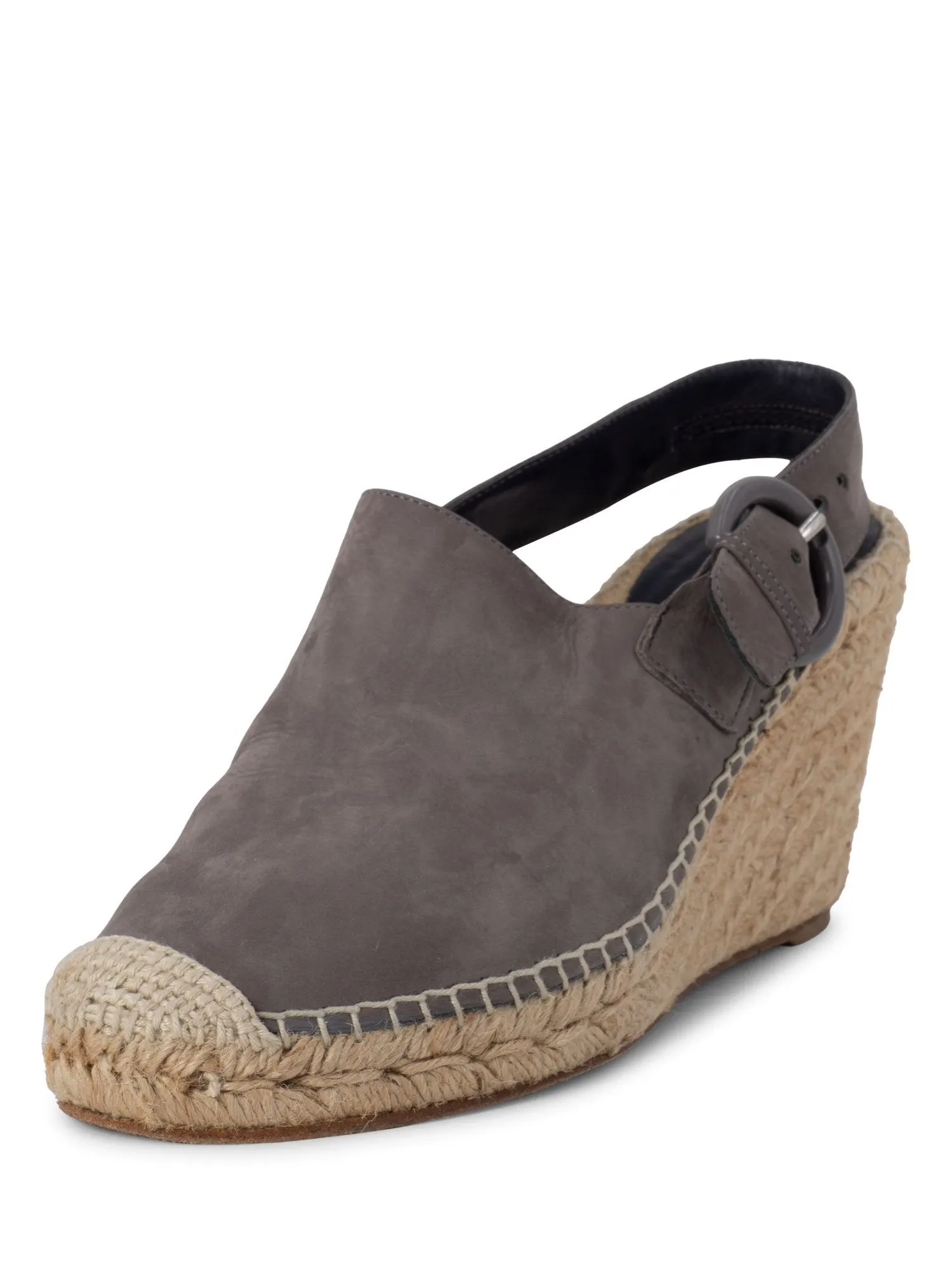 Celine Leather Platform Wedge Espadrilles Grey