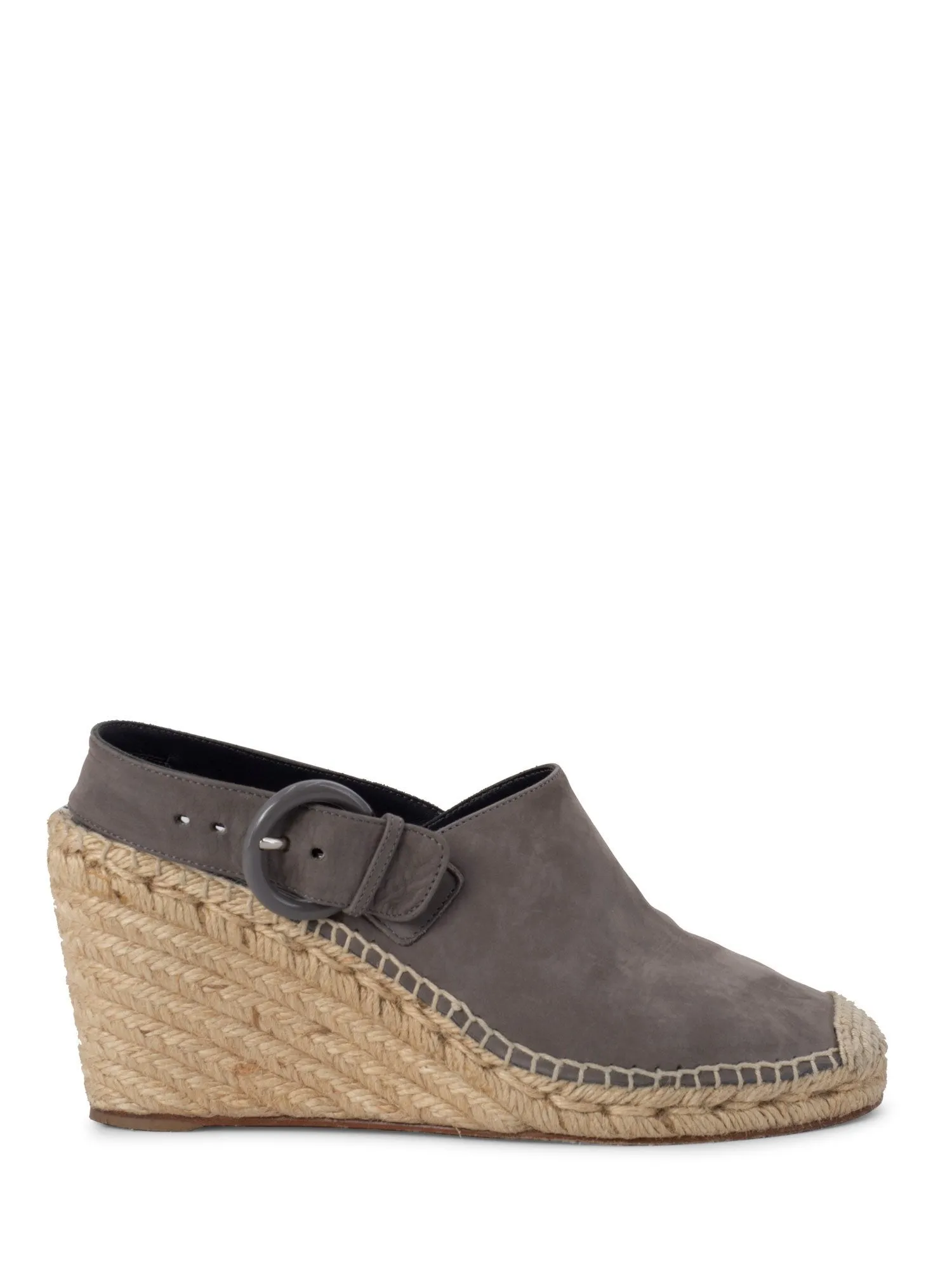 Celine Leather Platform Wedge Espadrilles Grey