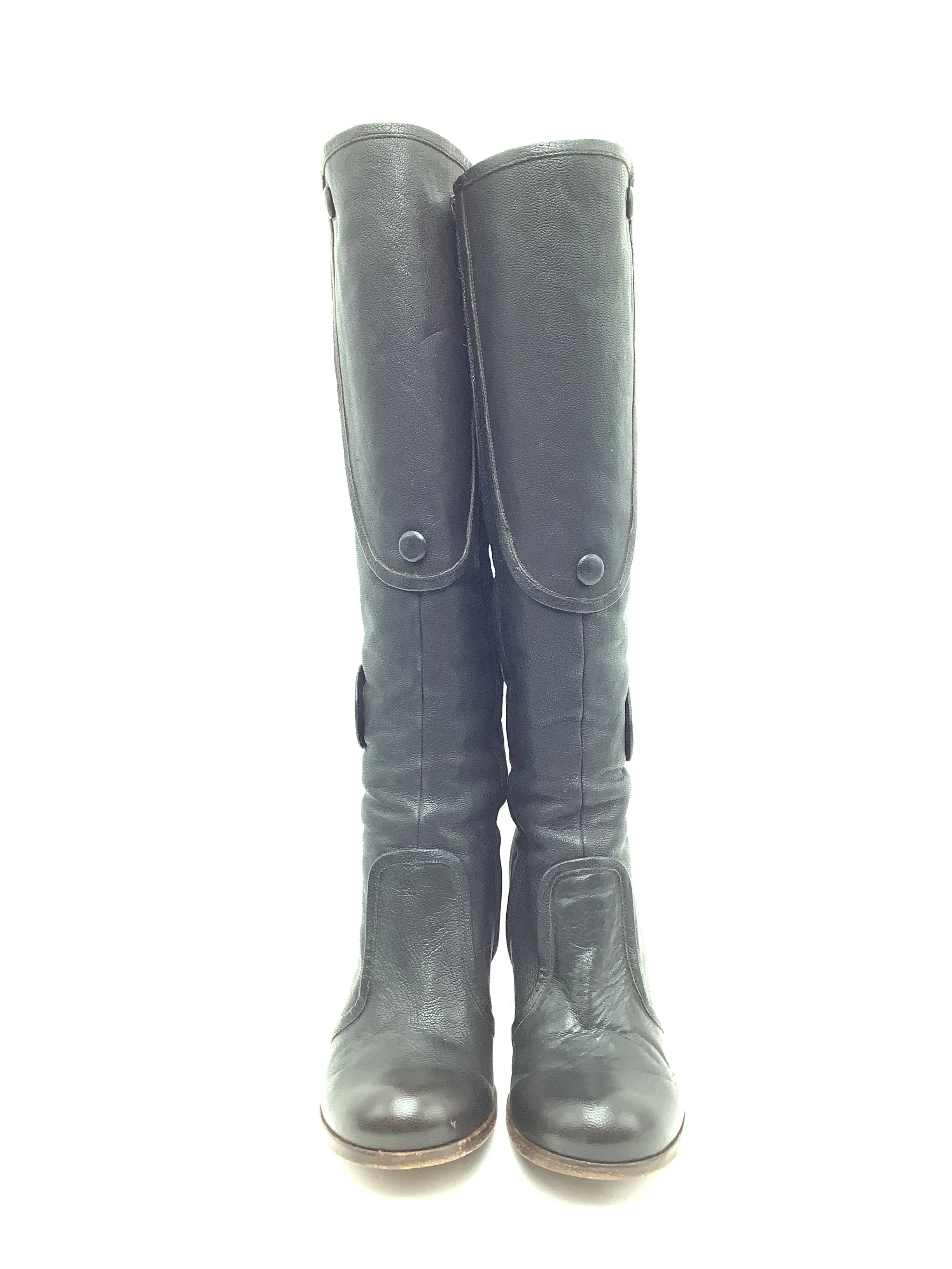 Chie Mihara Knee High Boots Leather Black Size: 6.5