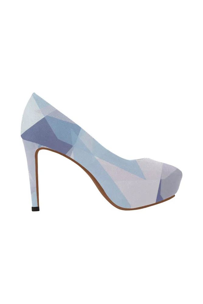Crepe Pastel Blue Women's High Heels (Model 044)