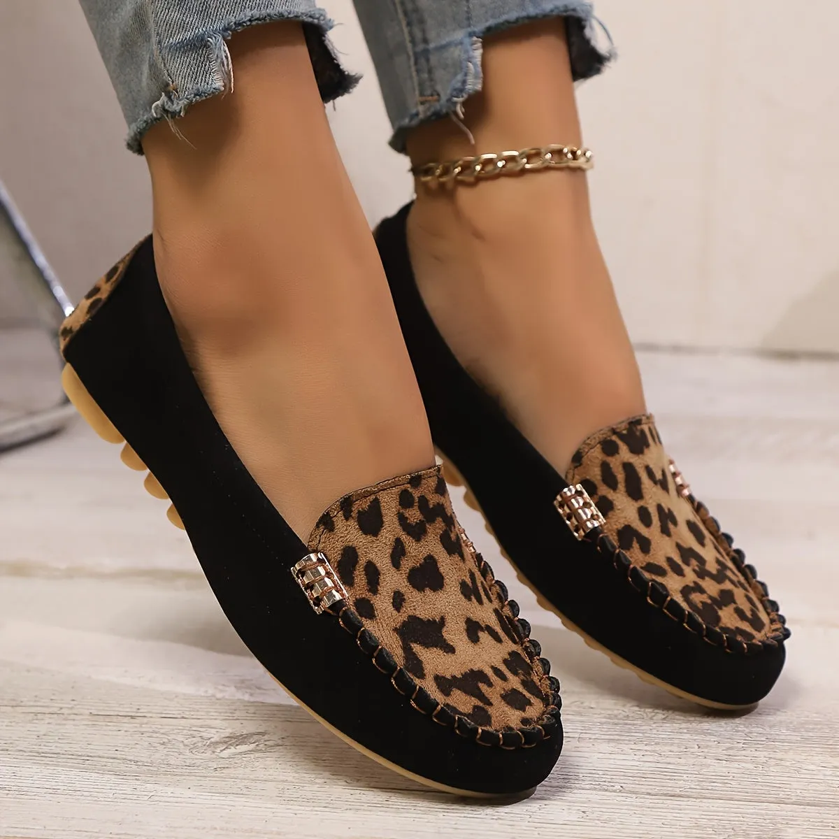Dames zomer loafer-comfortabele slip-on schoenen met luipaardpatroon
