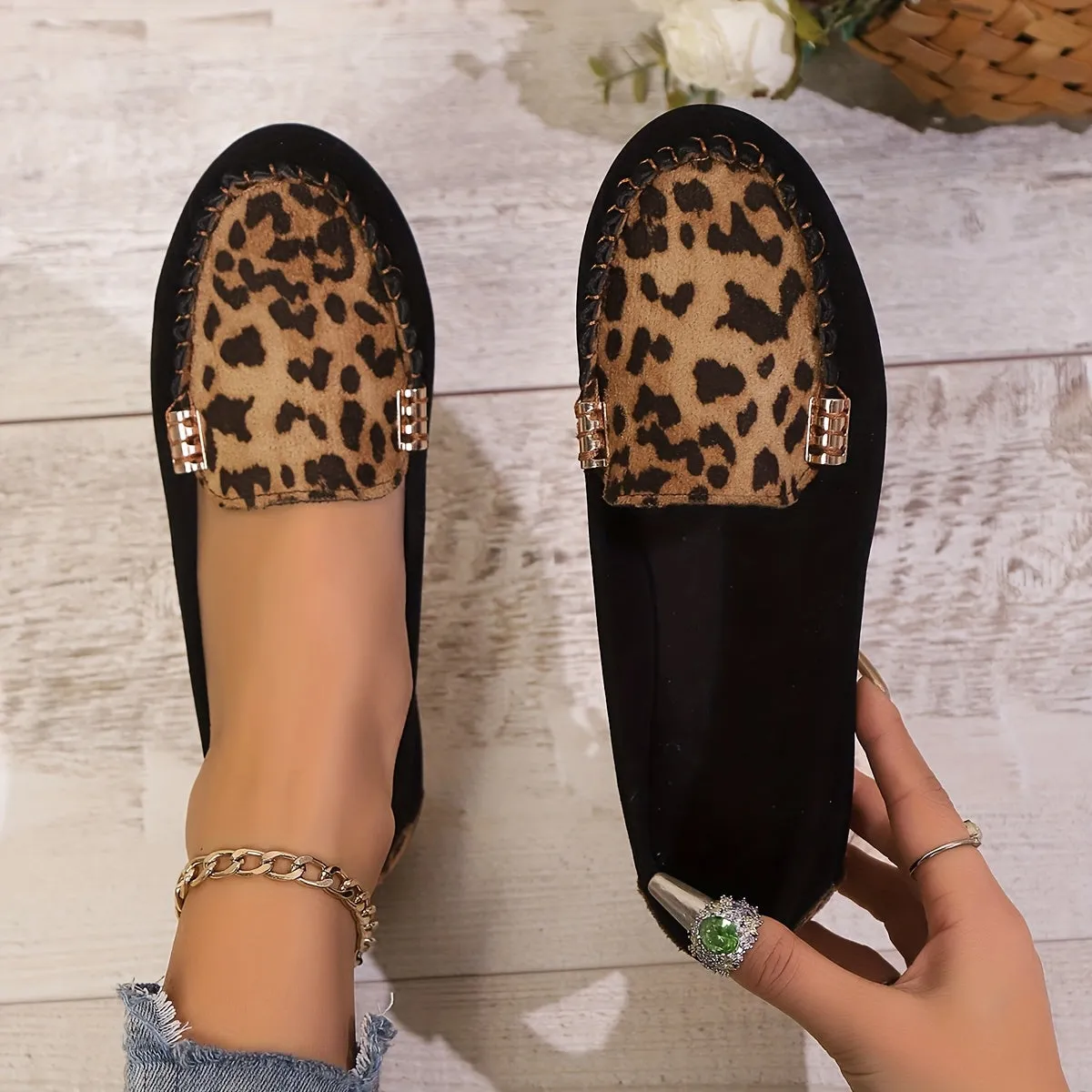 Dames zomer loafer-comfortabele slip-on schoenen met luipaardpatroon