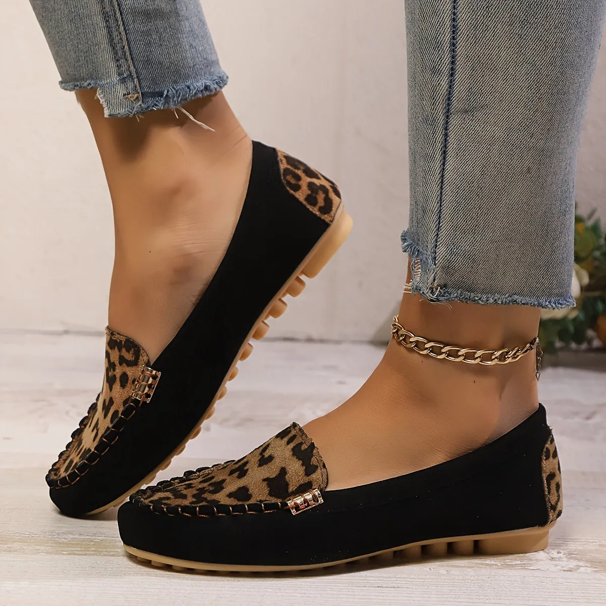 Dames zomer loafer-comfortabele slip-on schoenen met luipaardpatroon