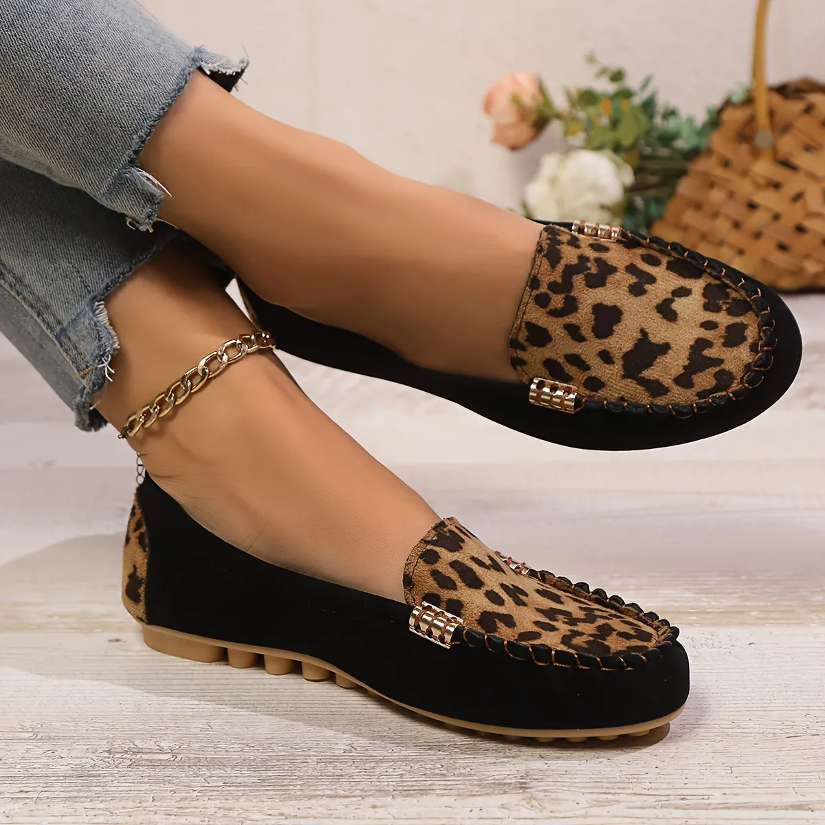 Dames zomer loafer-comfortabele slip-on schoenen met luipaardpatroon