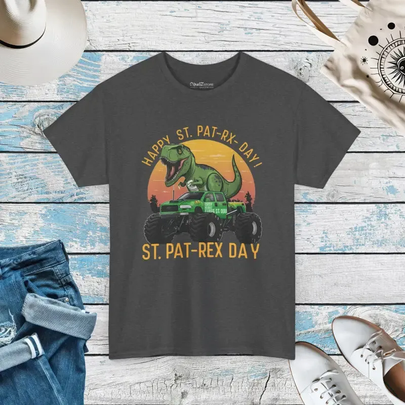 Dinosaur on Jeep Unisex Heavy Cotton Tee