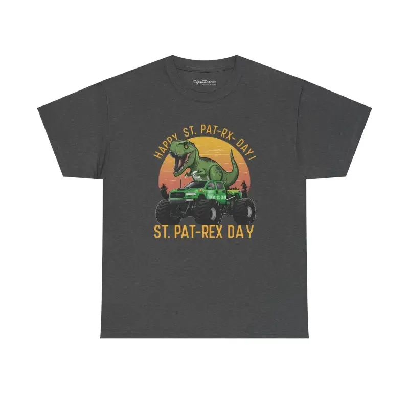Dinosaur on Jeep Unisex Heavy Cotton Tee