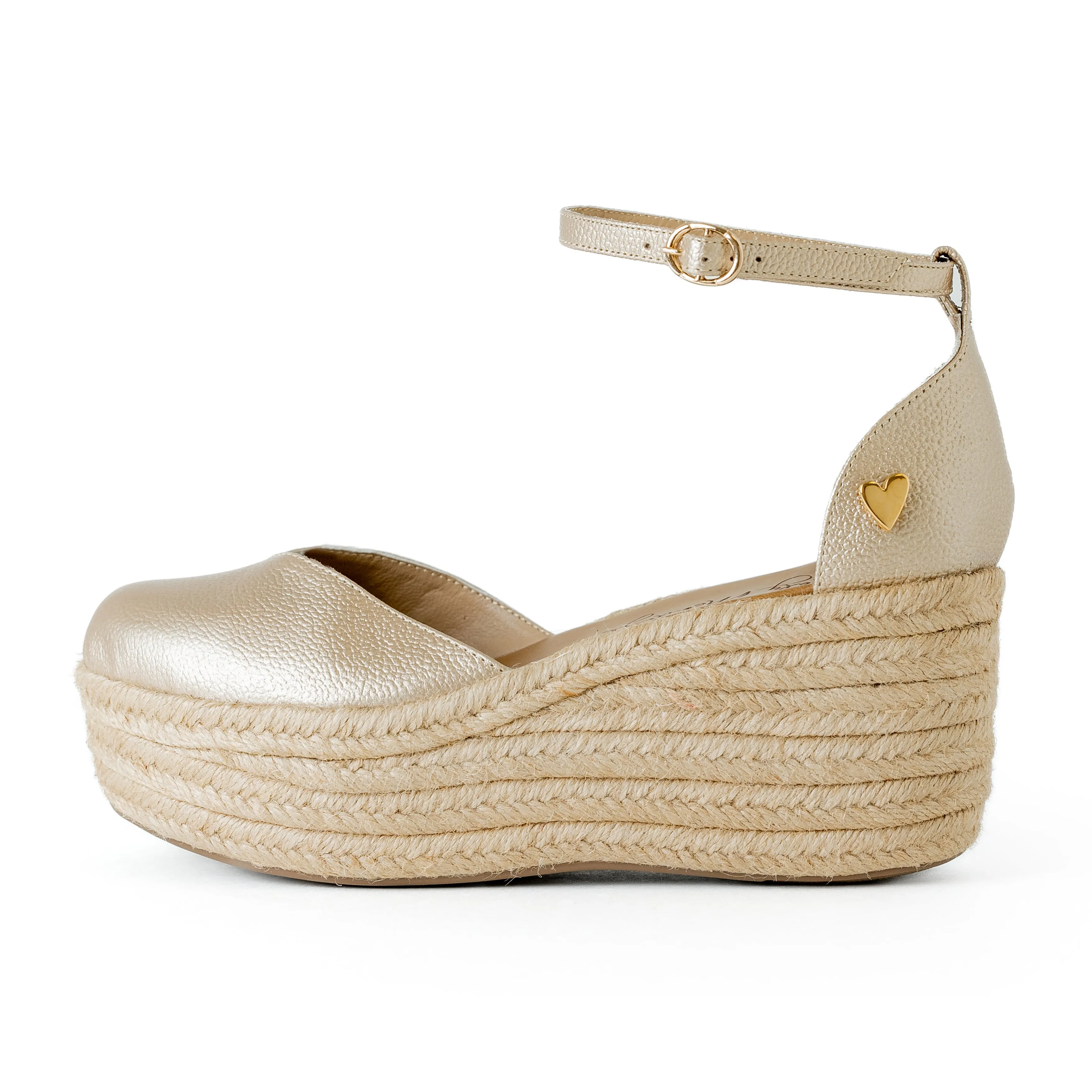 Gold Leather Espadrilles  - Low High