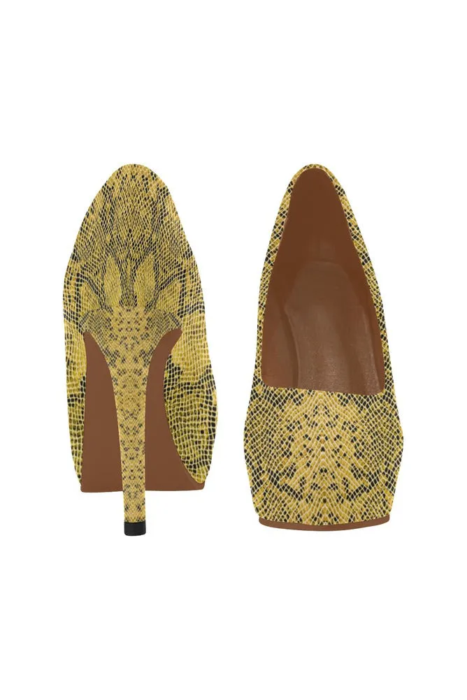 Gold Snakeskin Women's High Heels