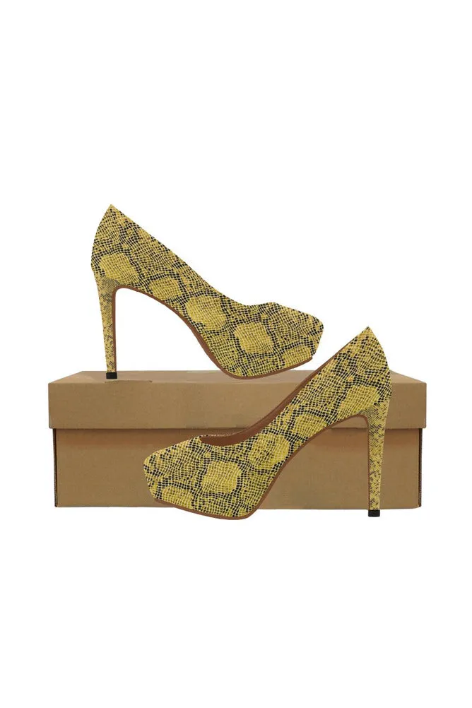 Gold Snakeskin Women's High Heels