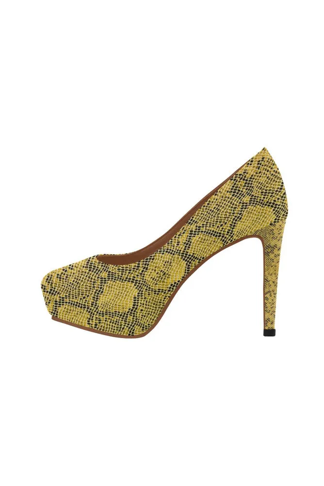 Gold Snakeskin Women's High Heels