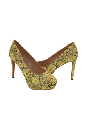 Gold Snakeskin Women's High Heels