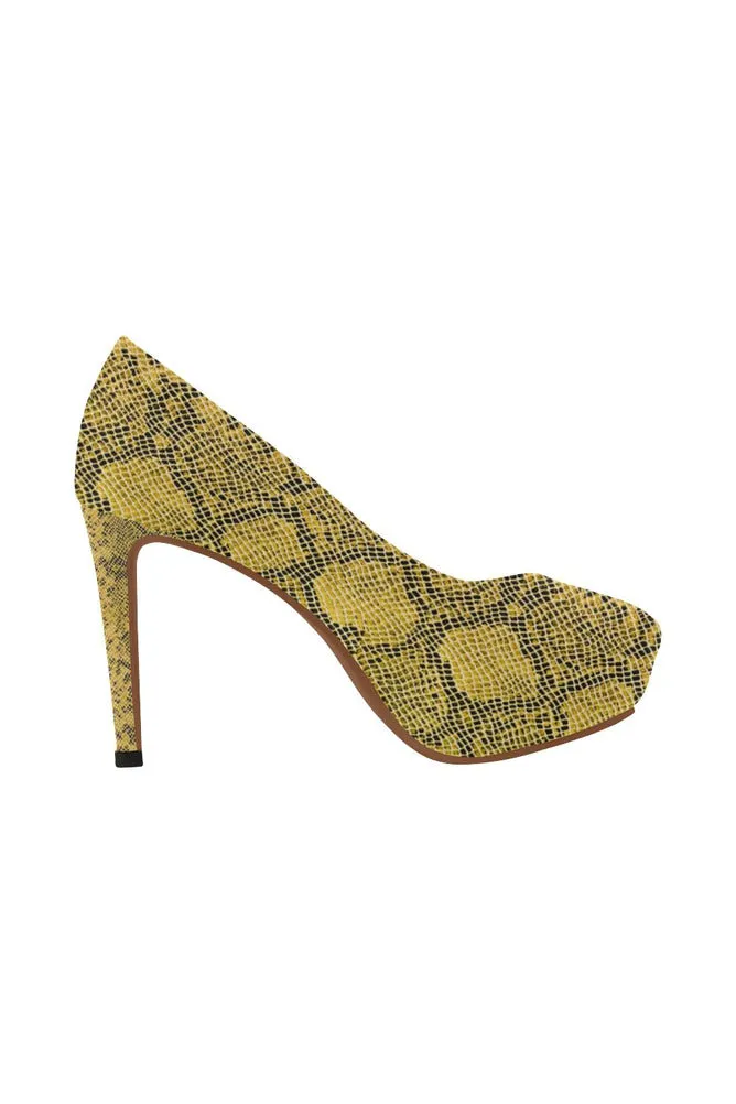 Gold Snakeskin Women's High Heels