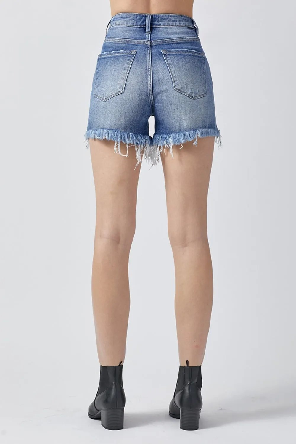 Leilani -  Asymmetrical Waist Denim Shorts - Exclusively Online