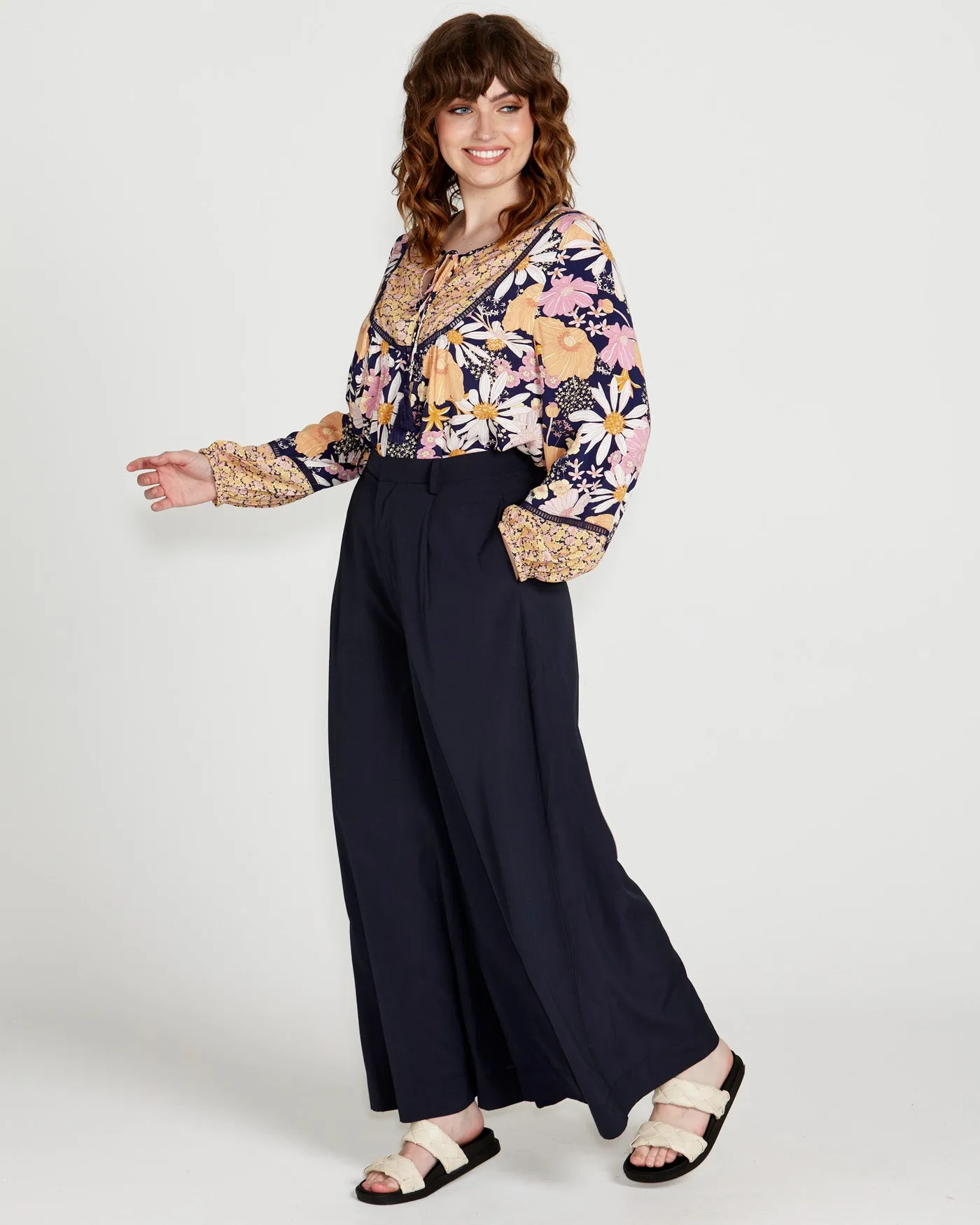 Lillian Palazzo Pant - Navy