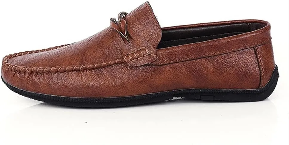 New Men's Loafers Round Toe Venetian Loafers Simple Vegan Leather Anti-Slip Slip Resistant Flat Heel Walking Party Slip-on