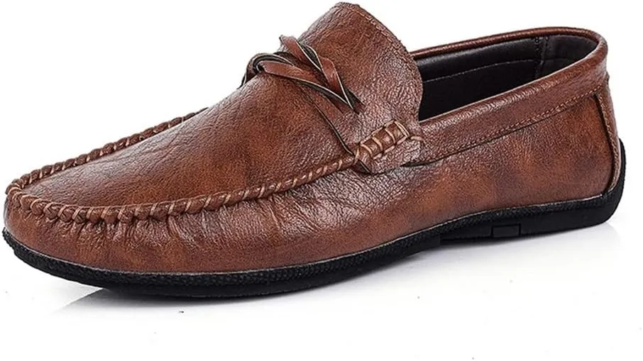 New Men's Loafers Round Toe Venetian Loafers Simple Vegan Leather Anti-Slip Slip Resistant Flat Heel Walking Party Slip-on