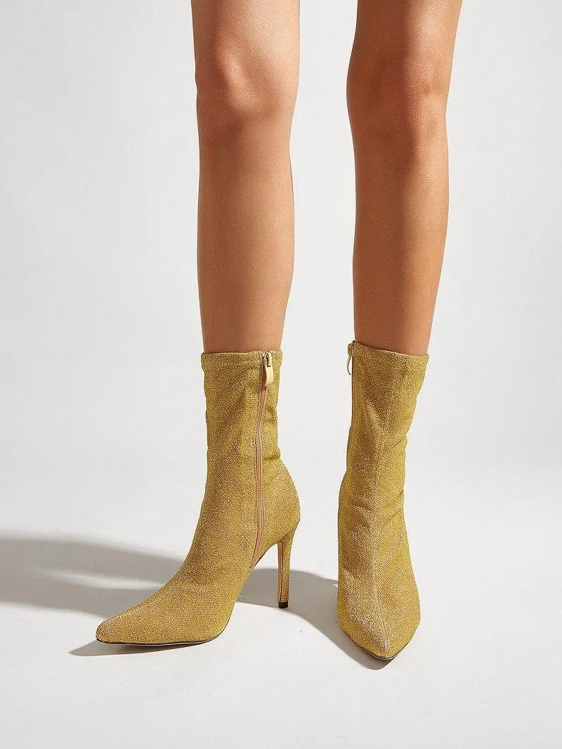 Paris Vibe Pointed Toe Ankle High Heel Boots