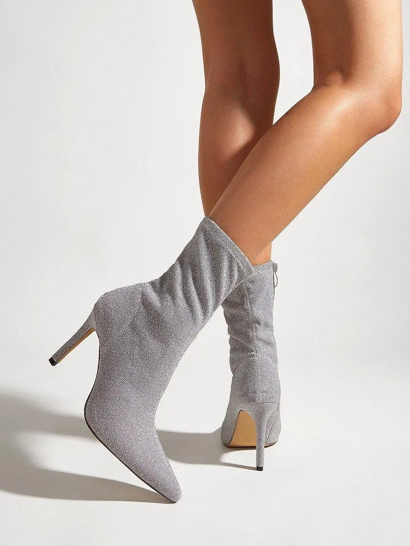 Paris Vibe Pointed Toe Ankle High Heel Boots