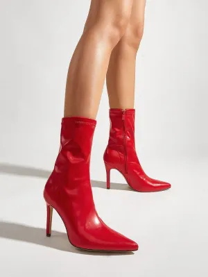 Paris Vibe Pointed Toe Ankle High Heel Boots