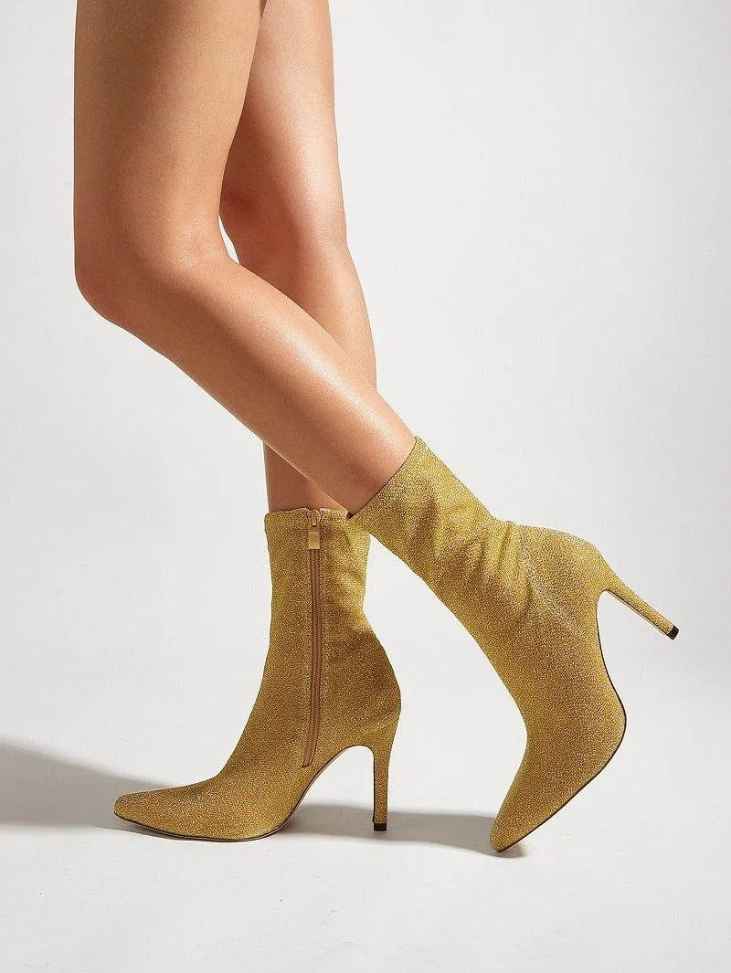 Paris Vibe Pointed Toe Ankle High Heel Boots