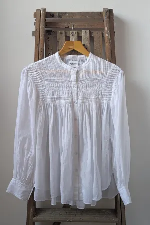Plalia White Pin-Tuck Blouse