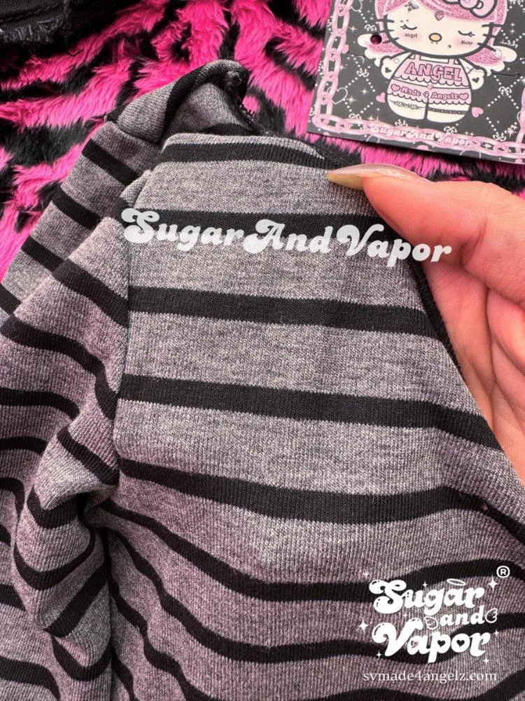 Ravyne Bling Skull Stripes Knit Top