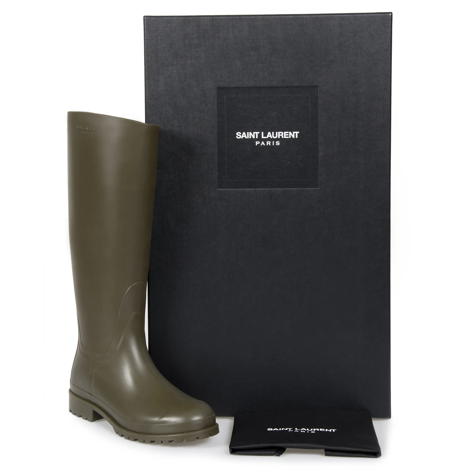 Saint Laurent Olive Green Rain Boots - Size 40