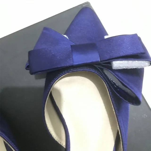 Silk Pointed Bow Tie Slippers
