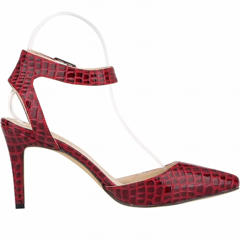 Stylish Pointed Crocodile Pattern Stiletto Women's Single Shoes