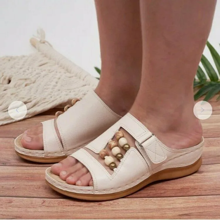 Wedge Heel Slip On Open Toe Mules Sandals