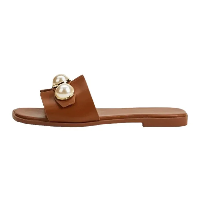 Women's Casual Pearl Beads Detailed Slippers