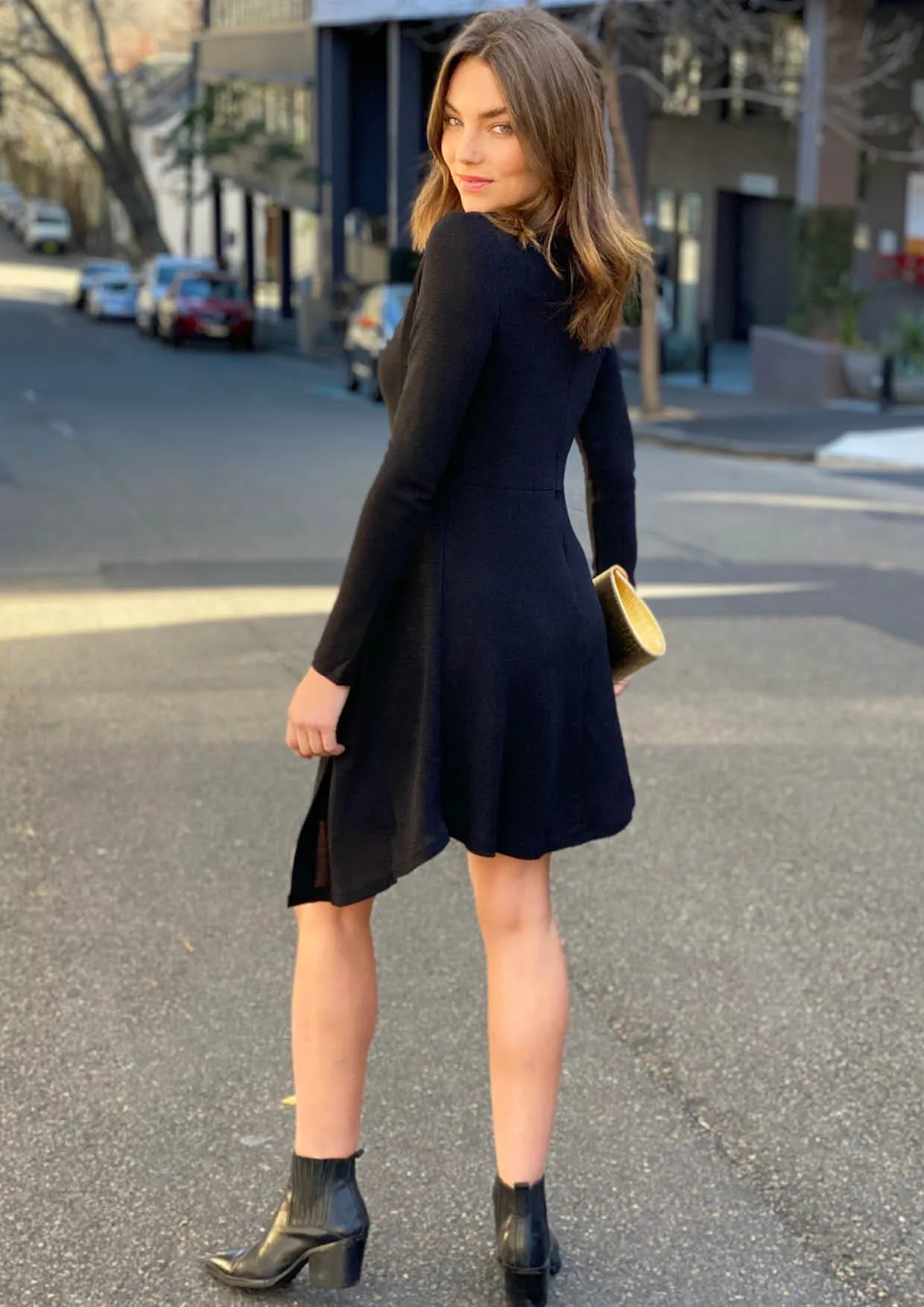 YW1824SS Long Sleeve Asymmetric Dress (Pack)